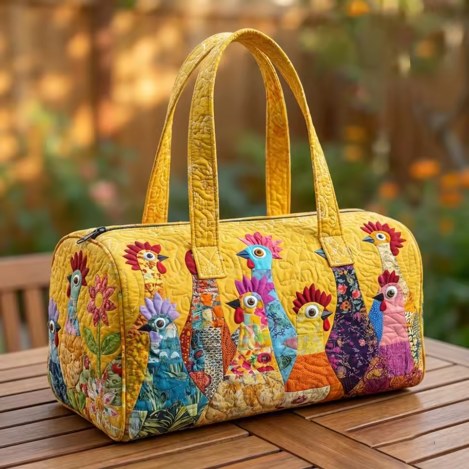 Hens on Yellow Weekender Bag | Estelle