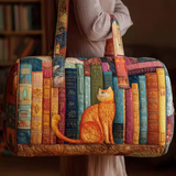 Cat and Bookshelf Weekender Bag | Jade