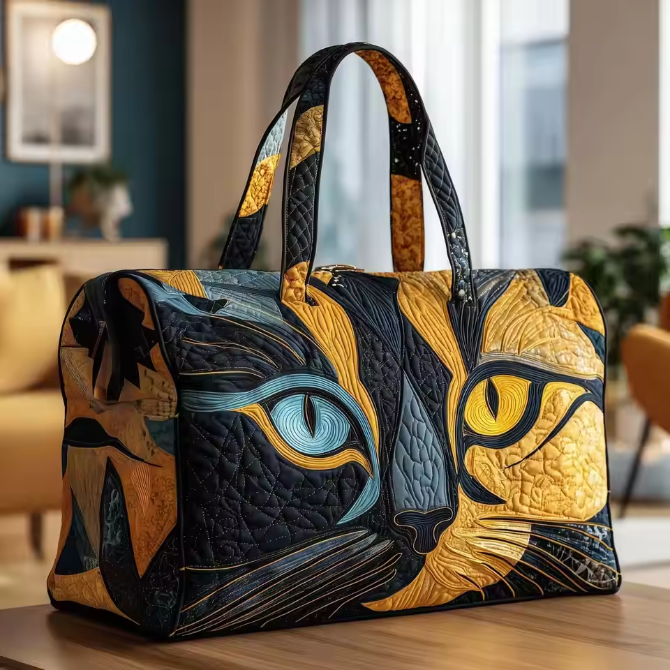 Blue and Gold Cat Weekender Bag | Tiffany