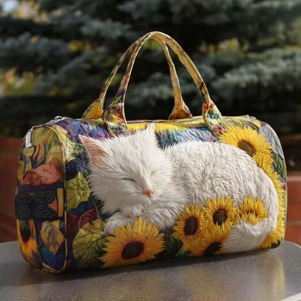Cat and Sunflowers Weekender Bag | Roxanne
