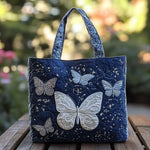 Silver Quilted Tote Bag