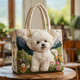 Dog Motif Quilted Tote Bag