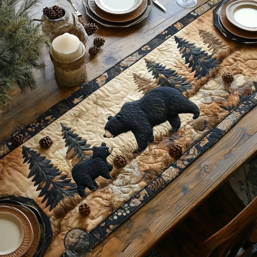 Black Bear Family Table Runner