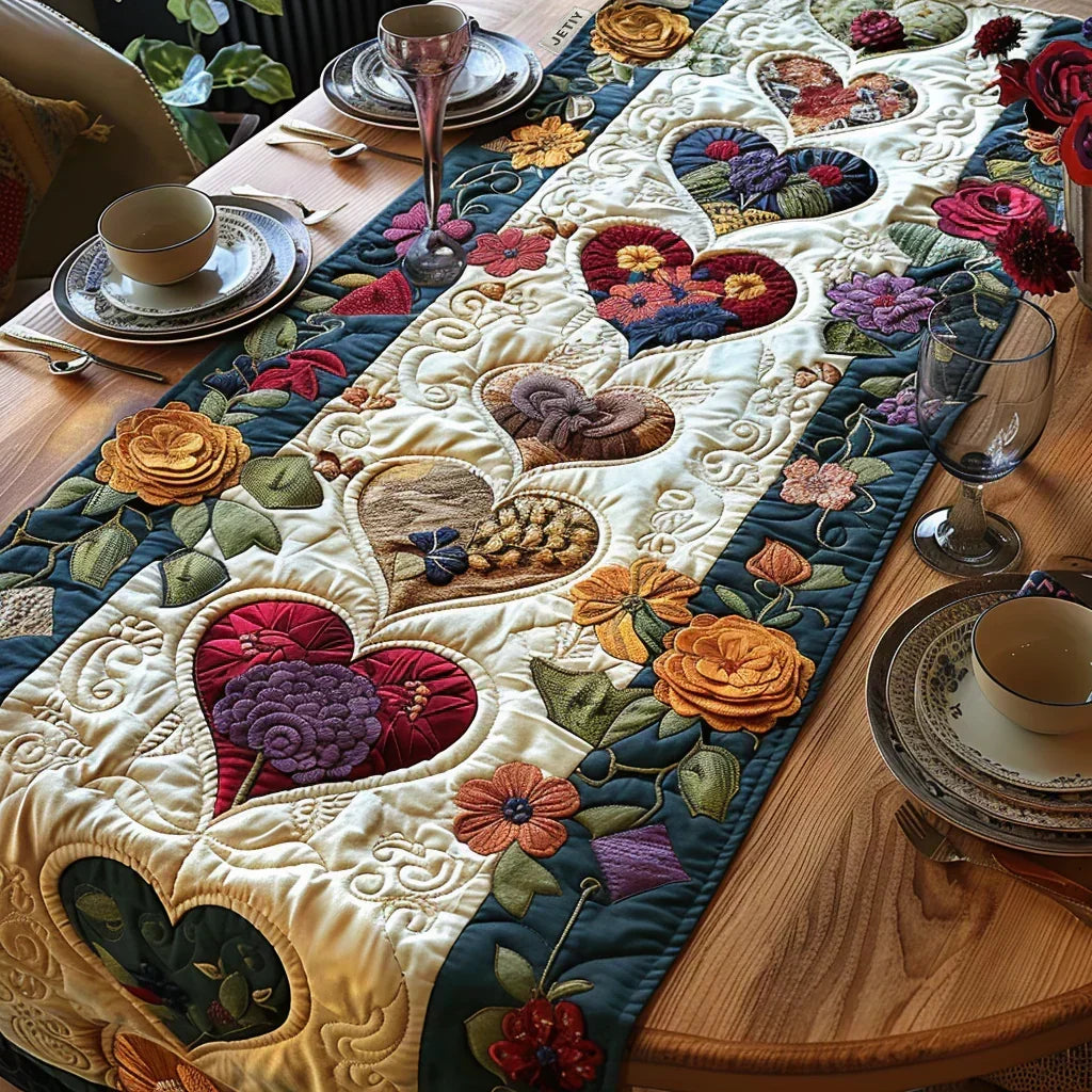 Blooming Hearts Table Runner