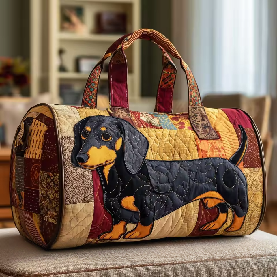 Dachshund on Patchwork Weekender Bag | Ethel