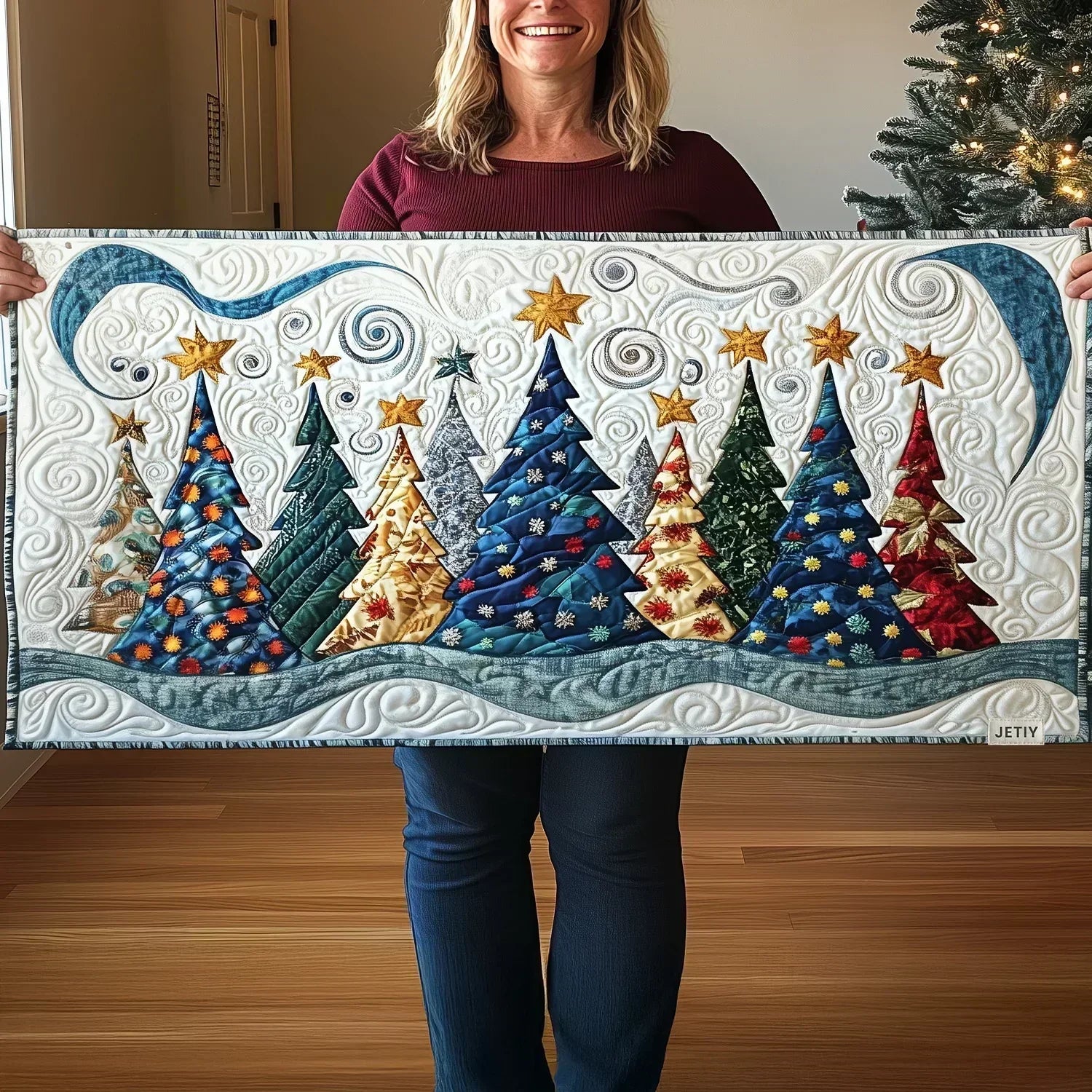 Snowy Pine Landscape Table Runner