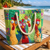 Colourful Hen Beach Bag