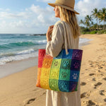 Patchwork Paw Print Beach Bag