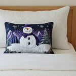 Lilac Snowman Cushion Cover