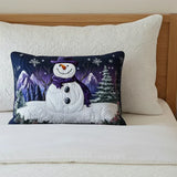 Lilac Snowman Cushion Cover