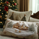 Cabin Under Snow Cushion Cover