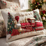 Festive Steam Train Cushion Cover