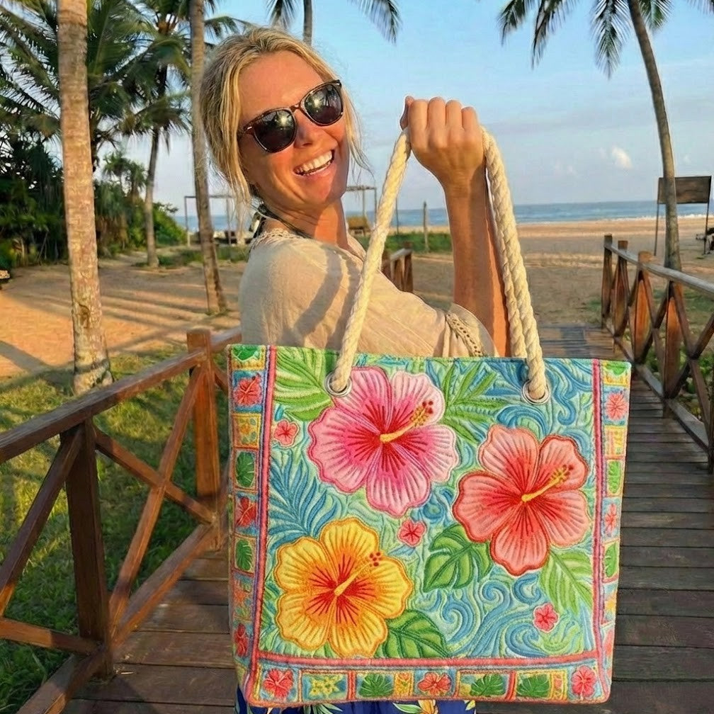 Tropical Flower Beach Bag