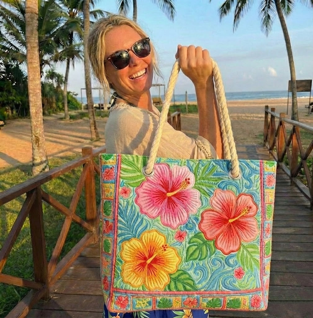 Tropical Flower Beach Bag